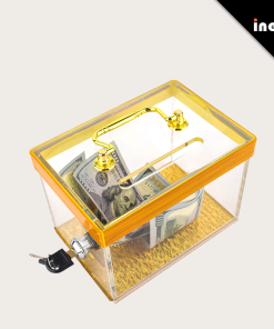 Golden Bottom Tip Casino Acrylic Drop Box Lockable Cash Tip Case
