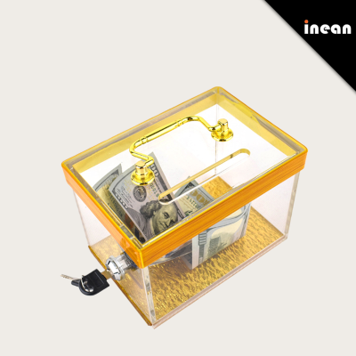 Golden Bottom Tip Casino Acrylic Drop Box Lockable Cash Tip Case - Main product image