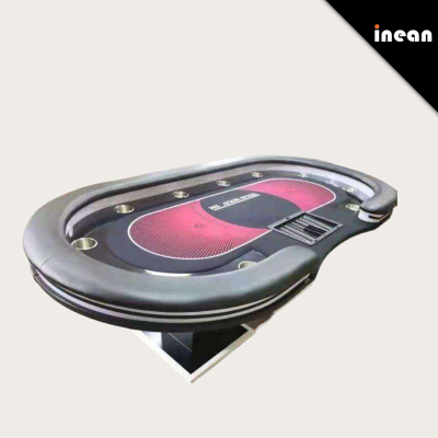 Inean Play Luxury Led Poker Table Texas Hold Em 10-Player Casino Blackjack Modern Baccarat Armrest Baccarat Holders Customize