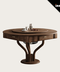 All-white Ash Wood Cabinet Body Fireplace Mahjong Table