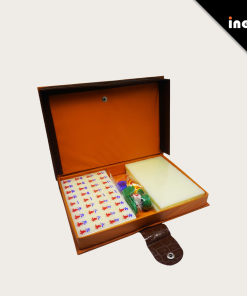 Chinese Mahjong Set 144 Tiles Portable Travel Game With Melamine Tiles and Case Custom Box Artistic Compact Casino Large 44Mm