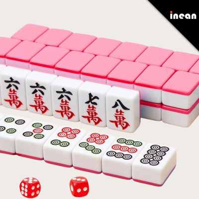 Custom Melamine Mahjong Set Hand-Rubbed American Tiles Portable Game Luxury Dice Modern Ivory Material Jade Quality 144 Bag