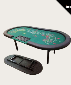 Foldable Baccarat Poker Table Casino 10 Player Oval Led Luxury Club Custom End Card Steel Shuffler Speed Mat Multi Top Seat -