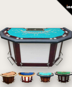 Foldable Semicircle Blackjack Poker Table Casino 8 Player Luxury Premium Microfiber Mat Rivet Entertainment Metal Hotel Scree