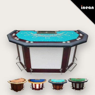 Foldable Semicircle Blackjack Poker Table Casino 8 Player Luxury Premium Microfiber Mat Rivet Entertainment Metal Hotel Screen