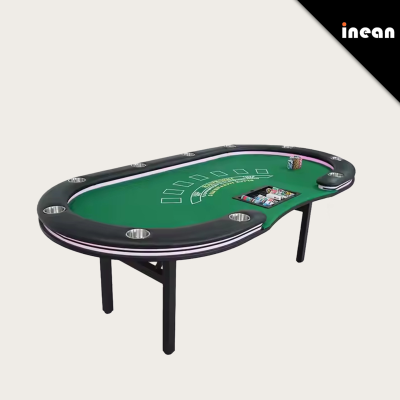 OEM/ODM Customizable Foldable Casino Poker Table Texas Hold Em Blackjack 10 Player Oval Event Eco Professional Steel Tabletop