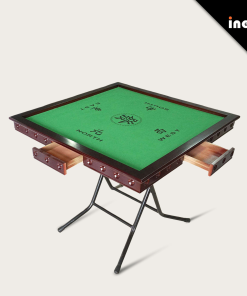 Inean Portable Folding Mahjong 4 Player Manual Plastic Square Game Table Indoor/Outdoor Use Honeycomb Triangular Party Tray -